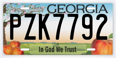GA license plate PZK7792