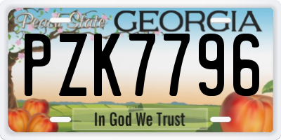 GA license plate PZK7796