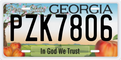 GA license plate PZK7806