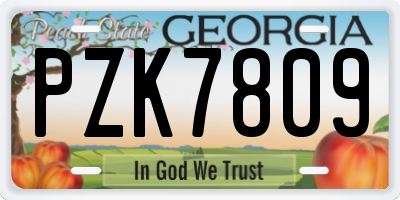 GA license plate PZK7809