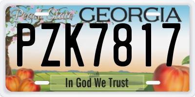 GA license plate PZK7817