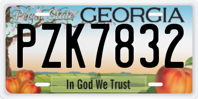 GA license plate PZK7832