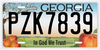 GA license plate PZK7839