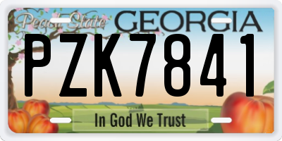 GA license plate PZK7841