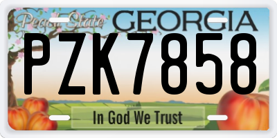 GA license plate PZK7858