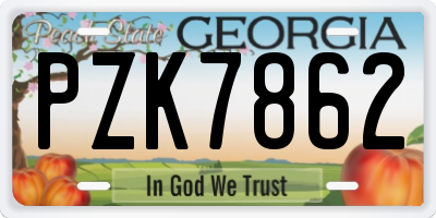 GA license plate PZK7862