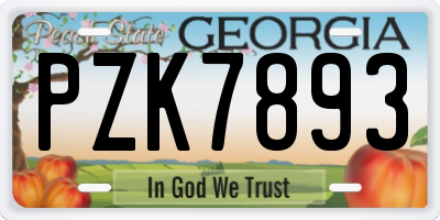 GA license plate PZK7893