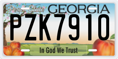 GA license plate PZK7910