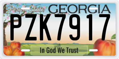GA license plate PZK7917