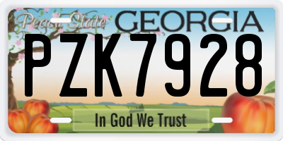 GA license plate PZK7928