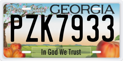 GA license plate PZK7933