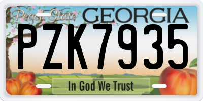 GA license plate PZK7935