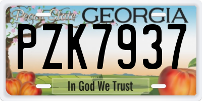 GA license plate PZK7937