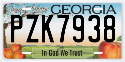 GA license plate PZK7938