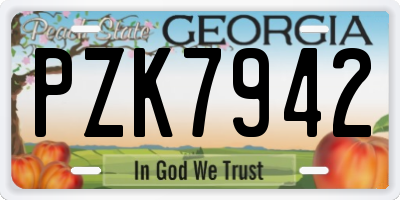 GA license plate PZK7942