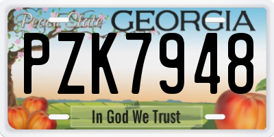 GA license plate PZK7948