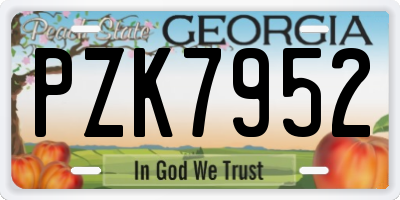 GA license plate PZK7952
