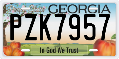GA license plate PZK7957