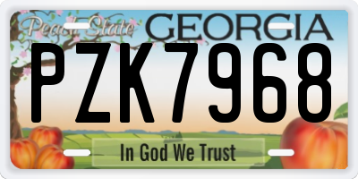 GA license plate PZK7968