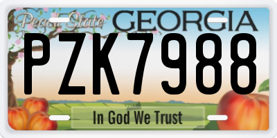 GA license plate PZK7988