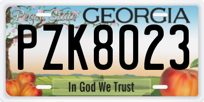 GA license plate PZK8023