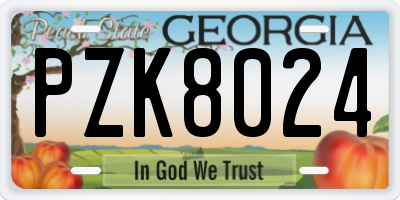 GA license plate PZK8024
