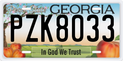 GA license plate PZK8033