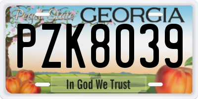 GA license plate PZK8039