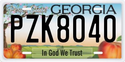 GA license plate PZK8040