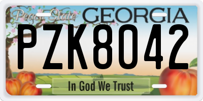 GA license plate PZK8042