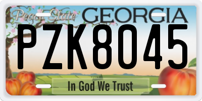 GA license plate PZK8045