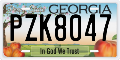 GA license plate PZK8047