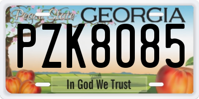 GA license plate PZK8085