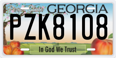 GA license plate PZK8108