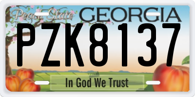 GA license plate PZK8137