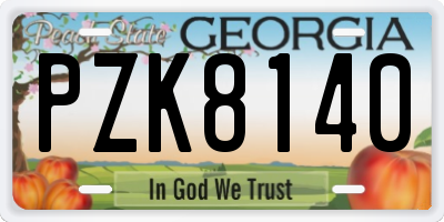GA license plate PZK8140