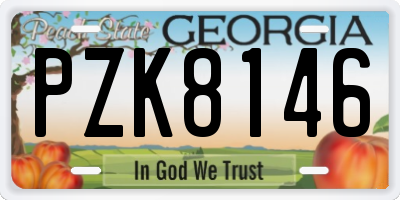 GA license plate PZK8146