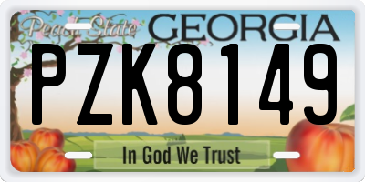 GA license plate PZK8149