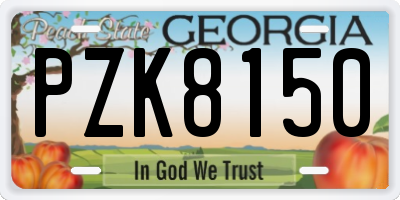 GA license plate PZK8150