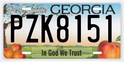 GA license plate PZK8151