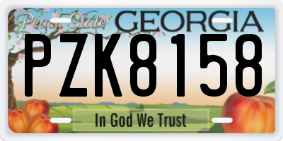 GA license plate PZK8158
