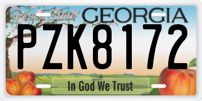 GA license plate PZK8172