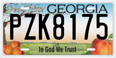 GA license plate PZK8175