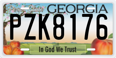 GA license plate PZK8176