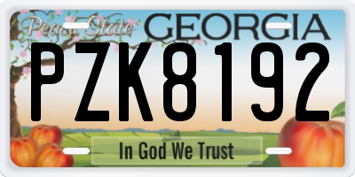 GA license plate PZK8192