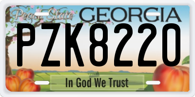 GA license plate PZK8220