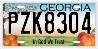 GA license plate PZK8304