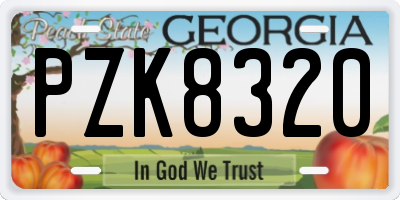 GA license plate PZK8320