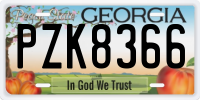 GA license plate PZK8366
