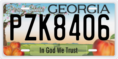 GA license plate PZK8406